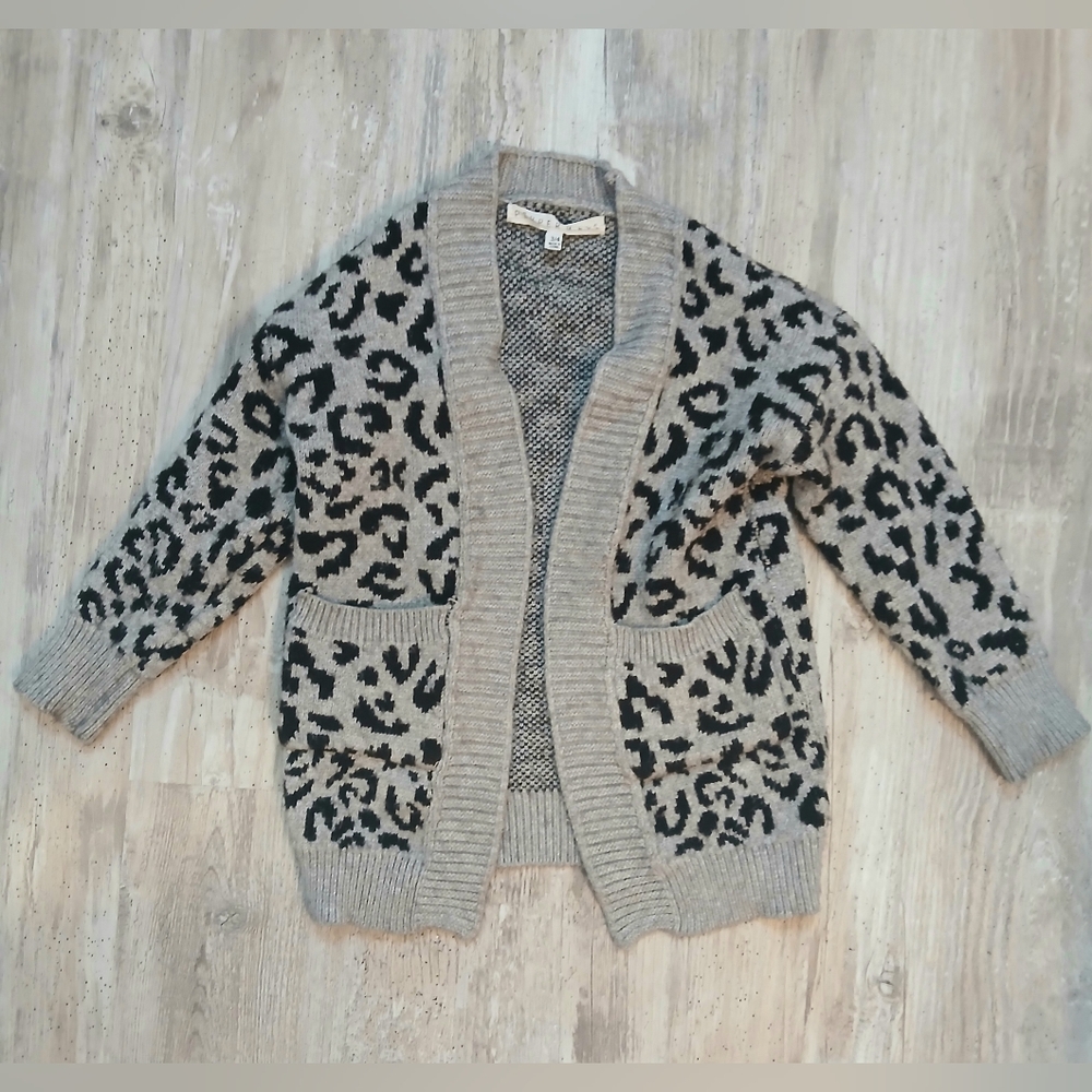 Pepper & Zoe Girls Leopard Print Knit Cardigan Size 3–4